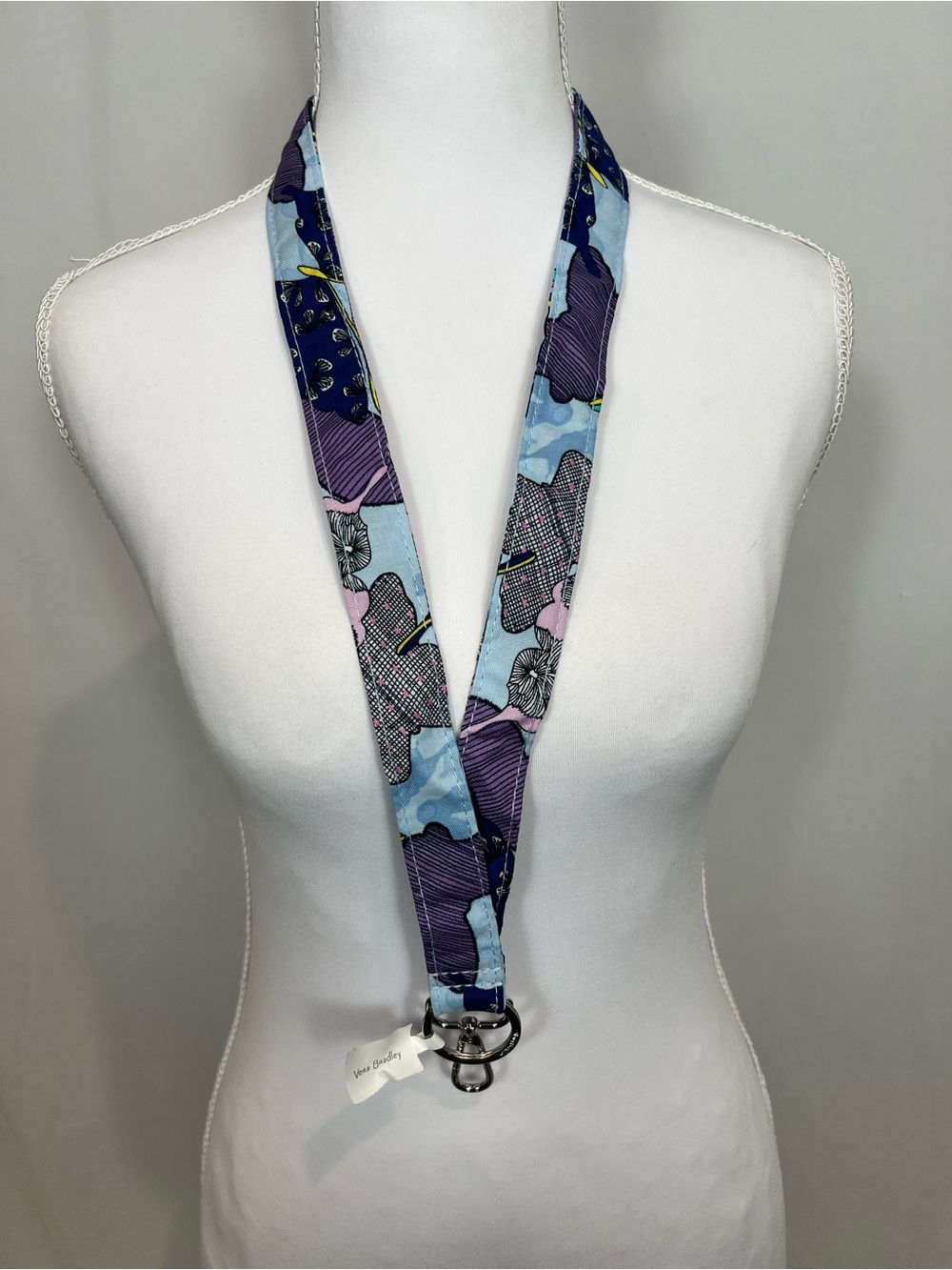 Vera Bradley Purple & Light Blue Floral Lanyard Key Holder - Butterfly By